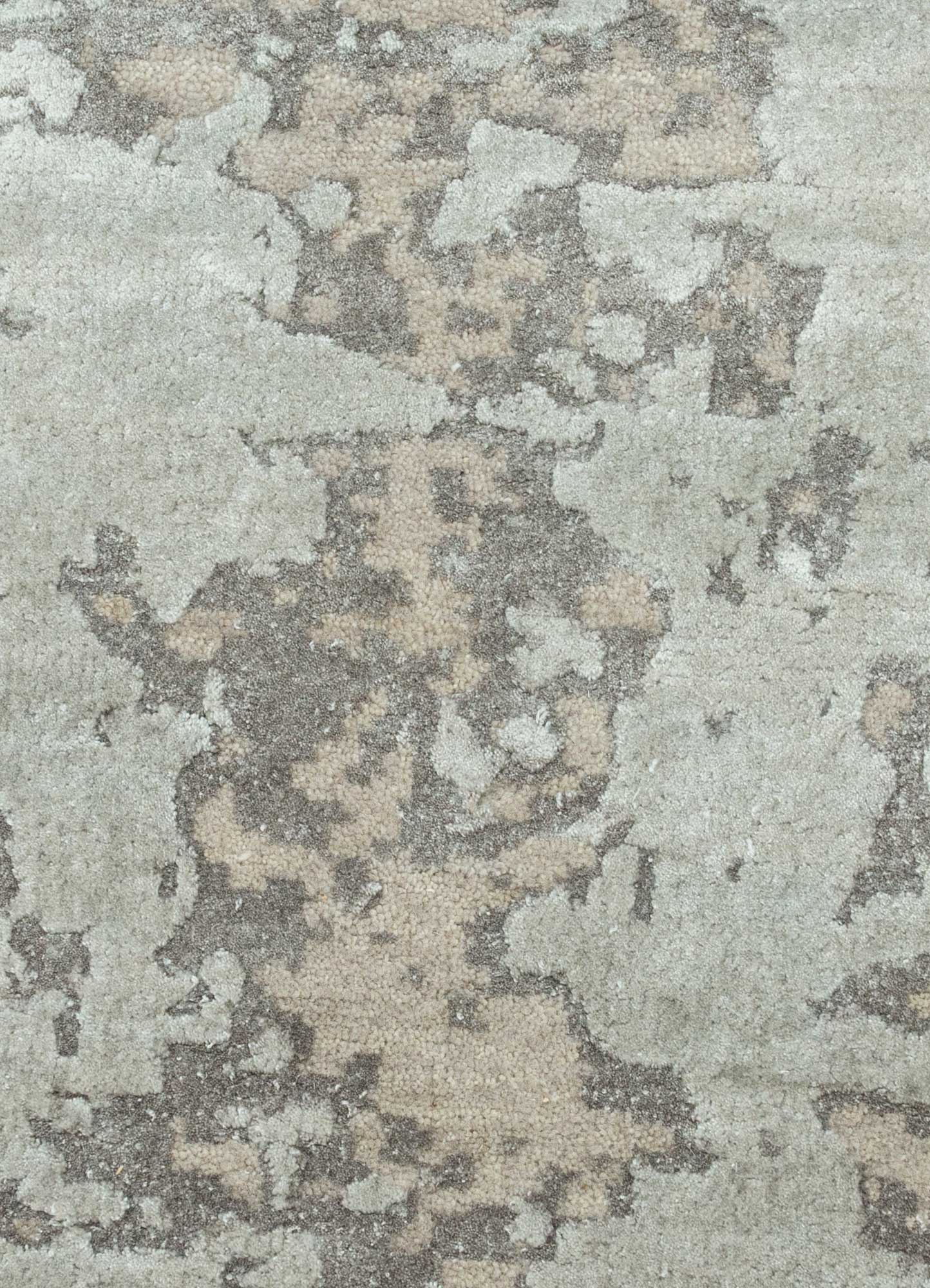 chaos theory by kavi grey and black wool and bamboo silk Hand Knotted Rug - CloseUp