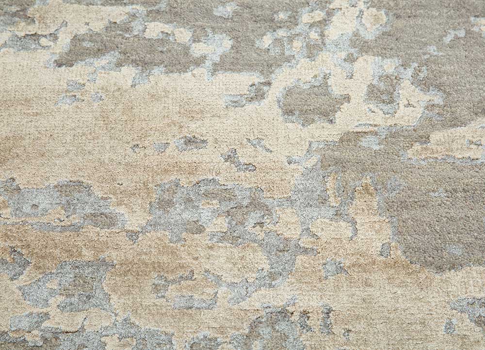 chaos theory by kavi grey and black wool and bamboo silk Hand Knotted Rug - CloseUp