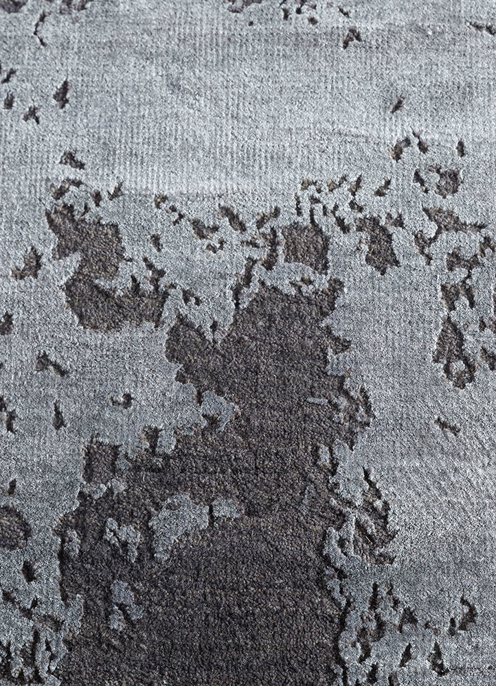 project error by kavi grey and black wool and bamboo silk Hand Knotted Rug - CloseUp project error by kavi grey and black wool and bamboo silk Hand Knotted Rug - CloseUp