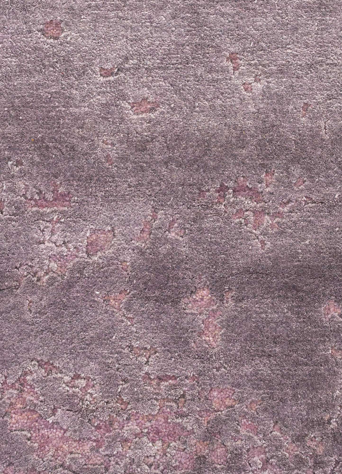 chaos theory by kavi pink and purple wool and bamboo silk Hand Knotted Rug - CloseUp