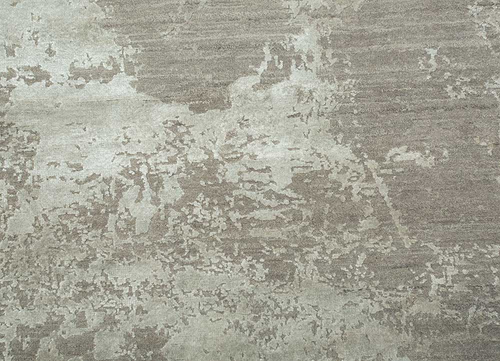 chaos theory by kavi grey and black wool and bamboo silk Hand Knotted Rug - CloseUp