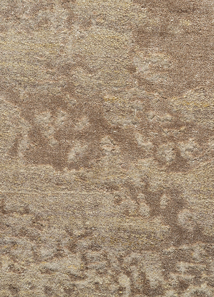 chaos theory by kavi beige and brown wool and bamboo silk Hand Knotted Rug - CloseUp