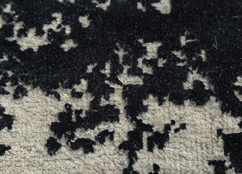 chaos theory by kavi grey and black wool and bamboo silk Hand Knotted Rug - CloseUp