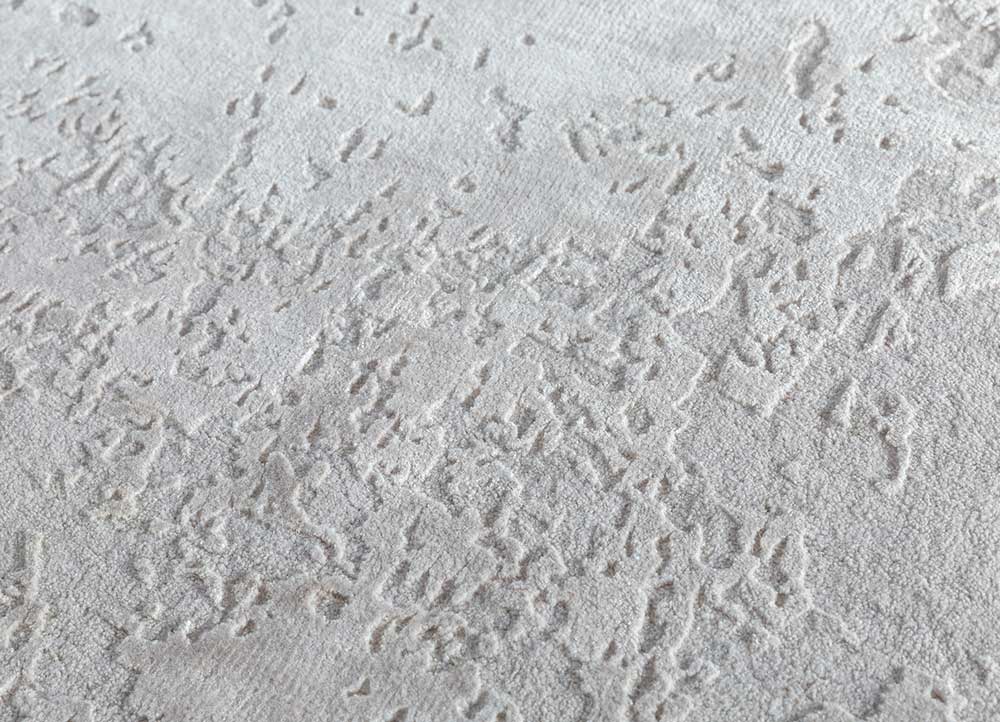 chaos theory by kavi ivory wool and bamboo silk Hand Knotted Rug - CloseUp