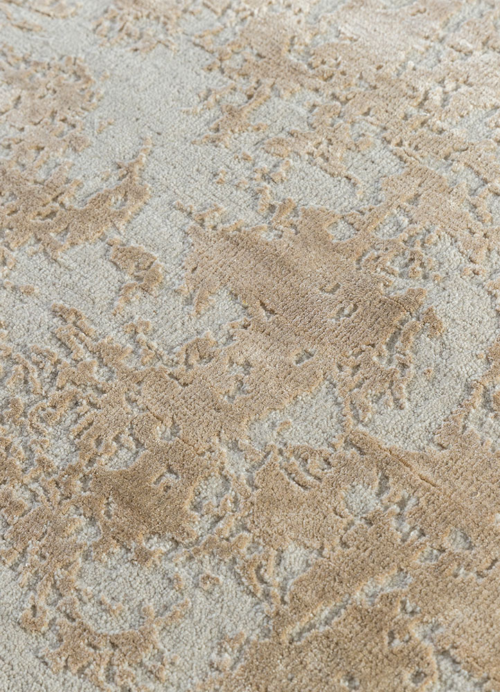 chaos theory by kavi ivory wool and bamboo silk Hand Knotted Rug - CloseUp