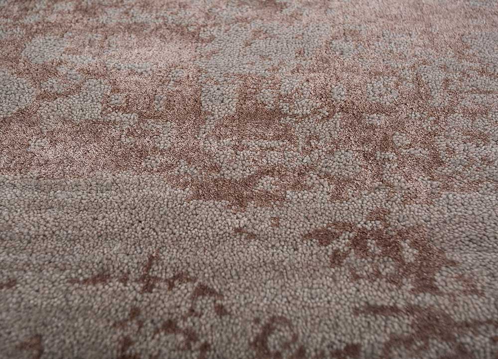 chaos theory by kavi beige and brown wool and bamboo silk Hand Knotted Rug - CloseUp