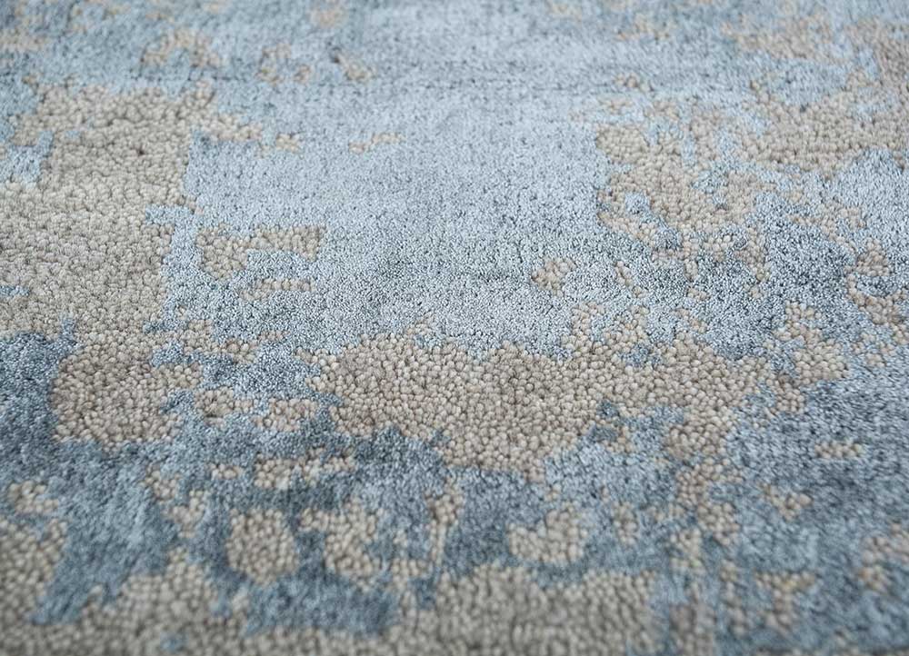 chaos theory by kavi beige and brown wool and bamboo silk Hand Knotted Rug - CloseUp