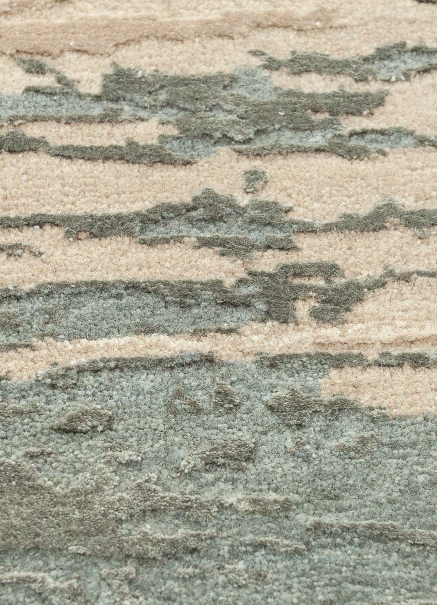 chaos theory by kavi blue wool and bamboo silk Hand Knotted Rug - CloseUp