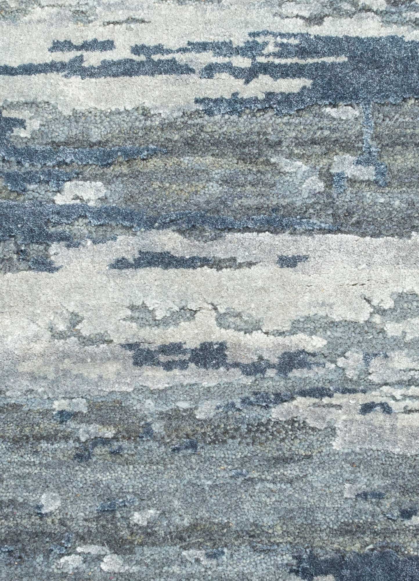 chaos theory by kavi grey and black wool and bamboo silk Hand Knotted Rug - CloseUp