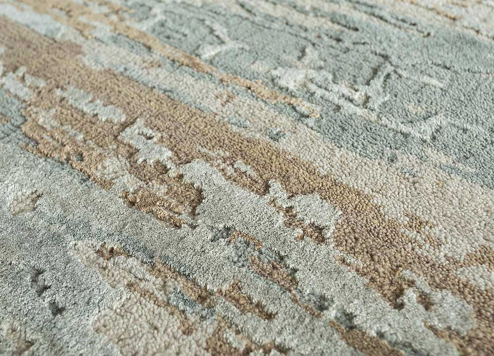 chaos theory by kavi grey and black wool and bamboo silk Hand Knotted Rug - CloseUp