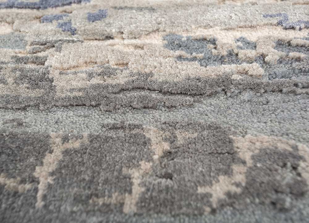 chaos theory by kavi ivory wool and bamboo silk Hand Knotted Rug - CloseUp