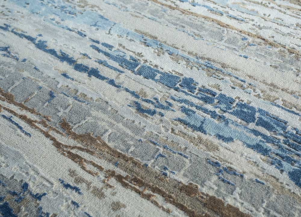 chaos theory by kavi blue wool and bamboo silk Hand Knotted Rug - CloseUp chaos theory by kavi blue wool and bamboo silk Hand Knotted Rug - CloseUp