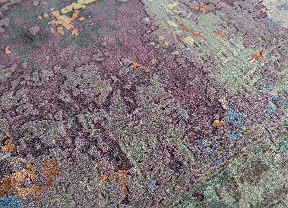 chaos theory by kavi multi wool and bamboo silk Hand Knotted Rug - CloseUp