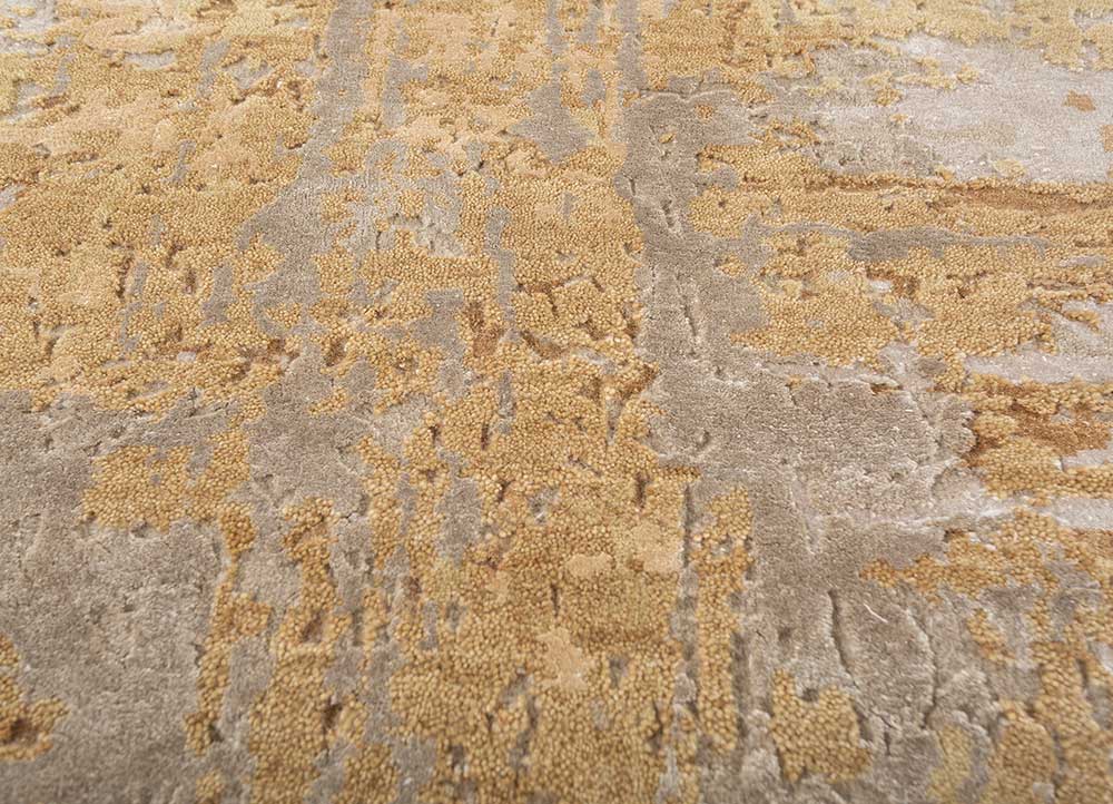 chaos theory by kavi gold wool and bamboo silk Hand Knotted Rug - CloseUp