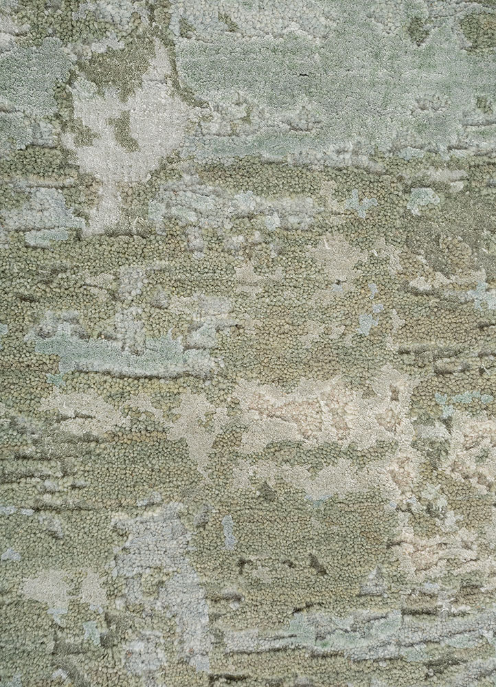chaos theory by kavi green wool and bamboo silk Hand Knotted Rug - CloseUp