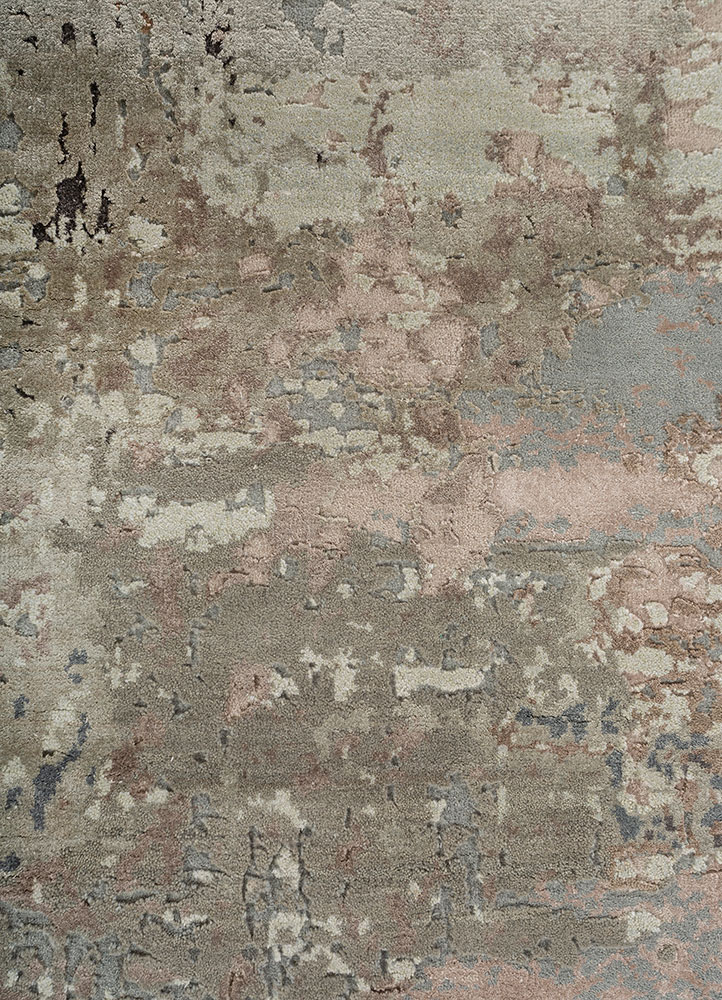 chaos theory by kavi blue wool and bamboo silk Hand Knotted Rug - CloseUp