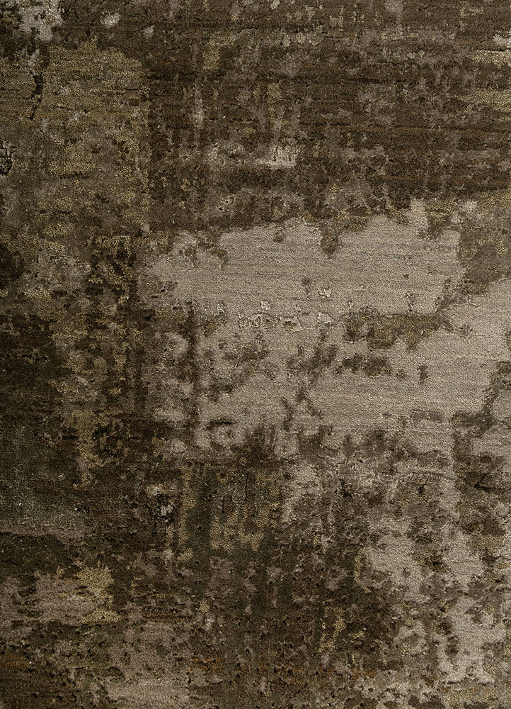 project error by kavi green wool and bamboo silk Hand Knotted Rug - CloseUp