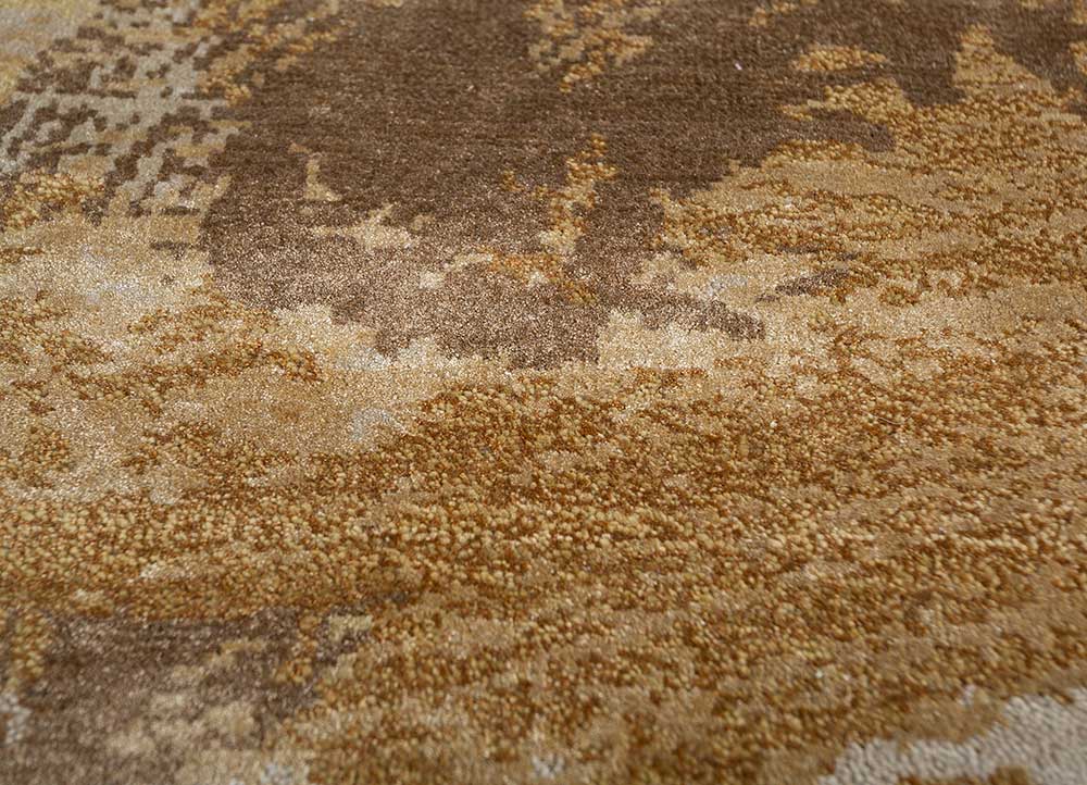 chaos theory by kavi ivory wool and bamboo silk Hand Knotted Rug - CloseUp