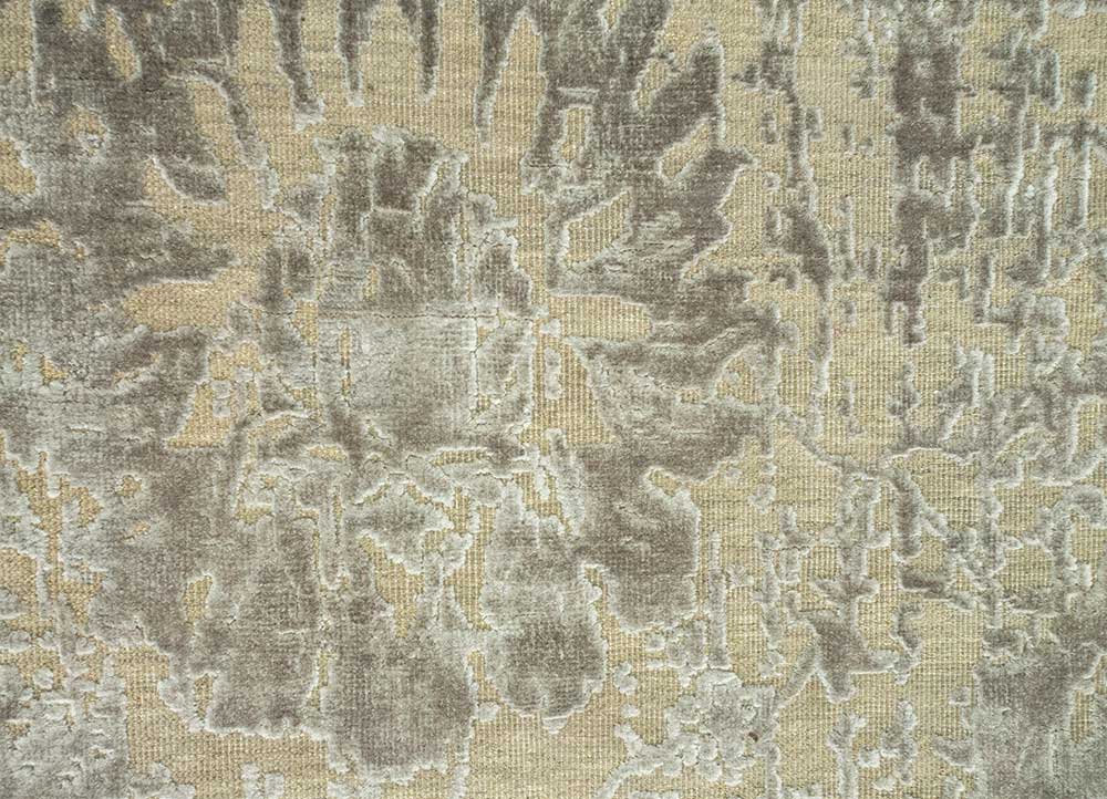 chaos theory by kavi grey and black wool and bamboo silk Hand Knotted Rug - CloseUp