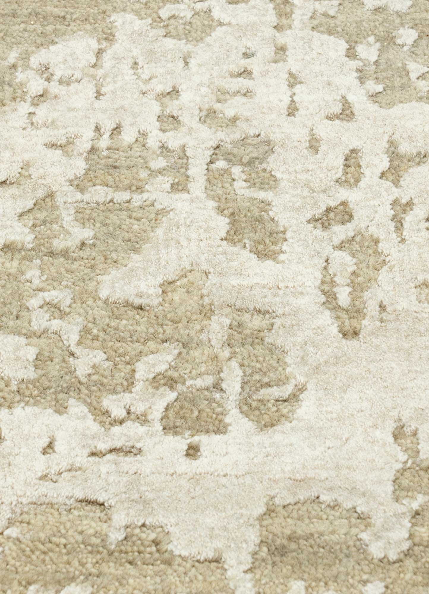 chaos theory by kavi beige and brown wool and bamboo silk Hand Knotted Rug - CloseUp
