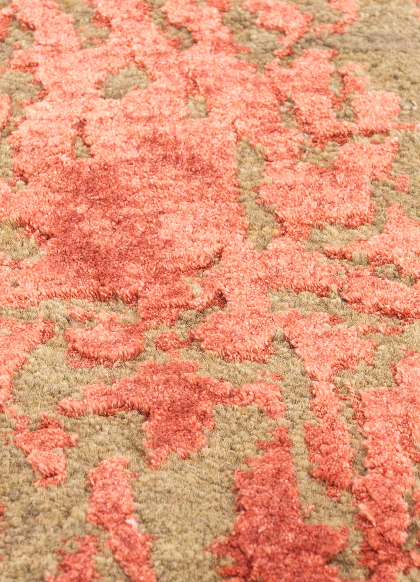 chaos theory by kavi red and orange wool and bamboo silk Hand Knotted Rug - CloseUp