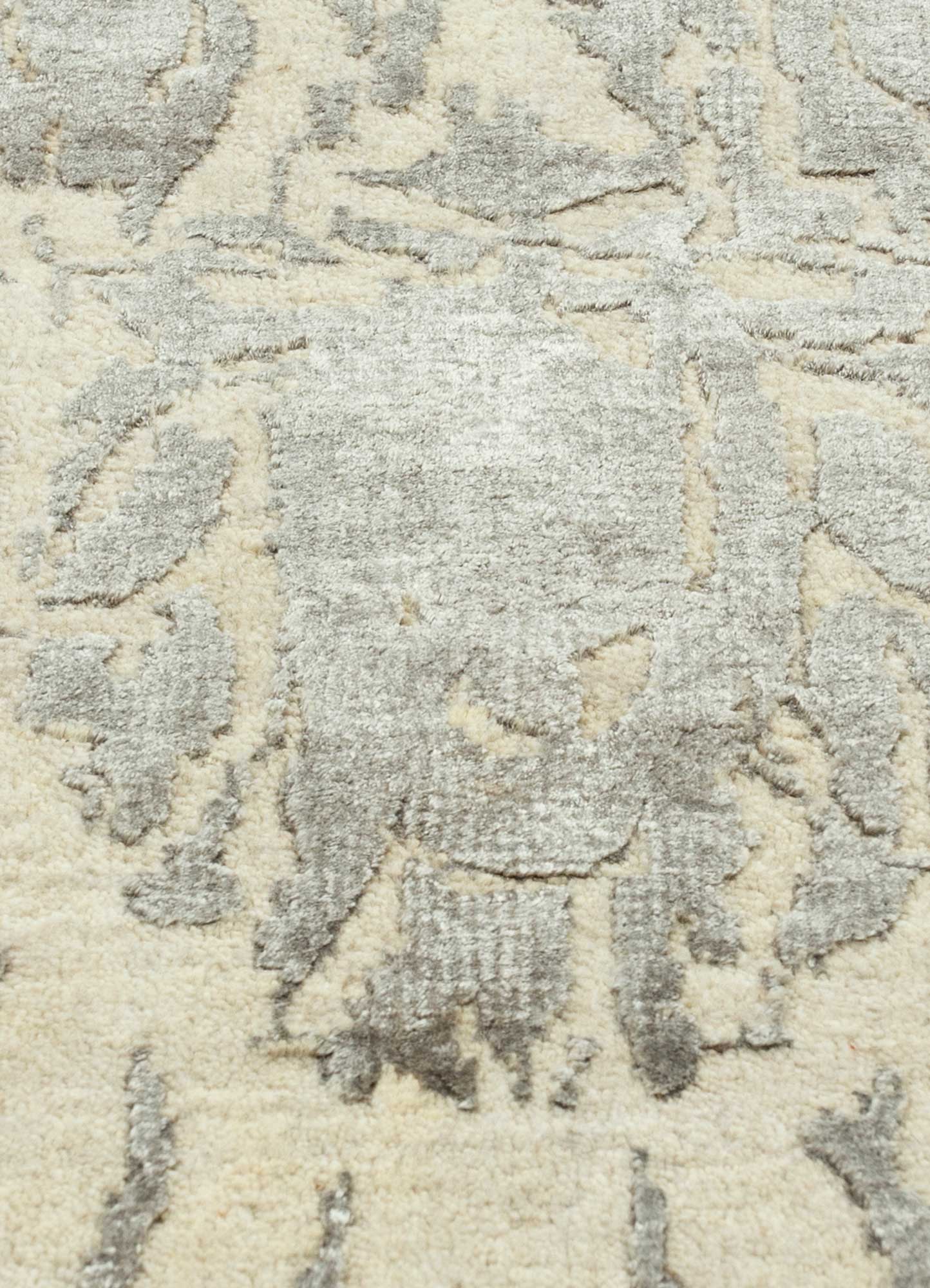 chaos theory by kavi beige and brown wool and bamboo silk Hand Knotted Rug - CloseUp