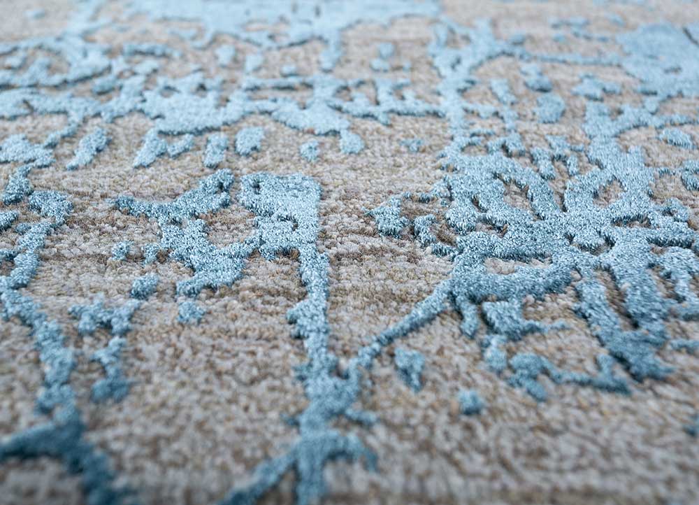 chaos theory by kavi grey and black wool and bamboo silk Hand Knotted Rug - CloseUp