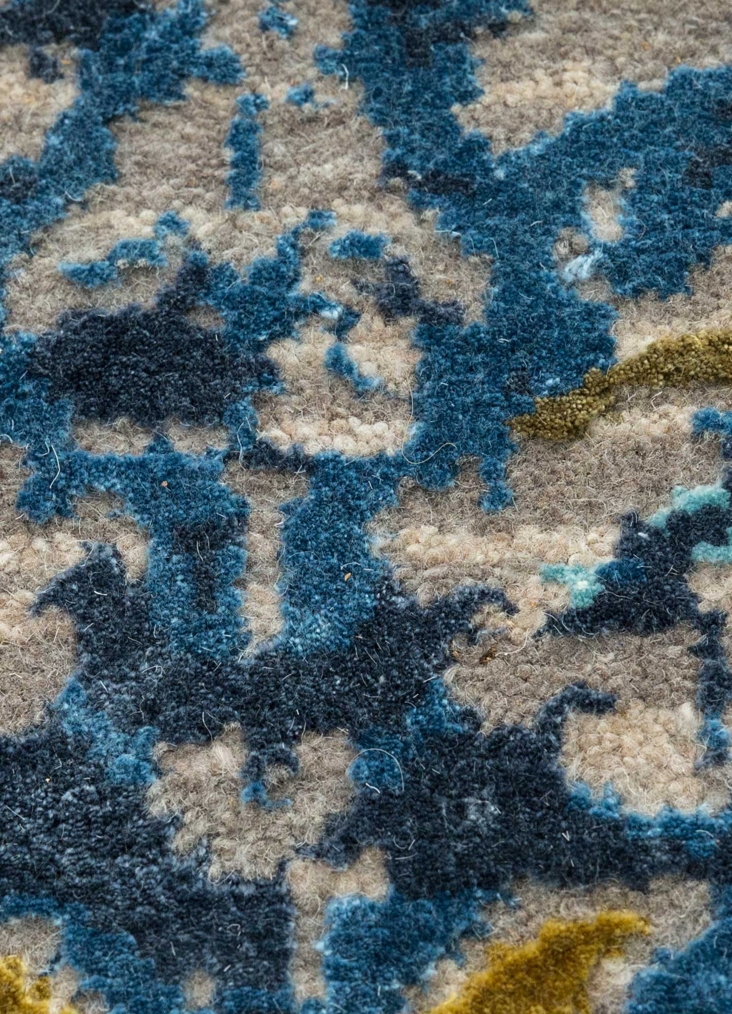 chaos theory by kavi beige and brown wool and bamboo silk Hand Knotted Rug - CloseUp