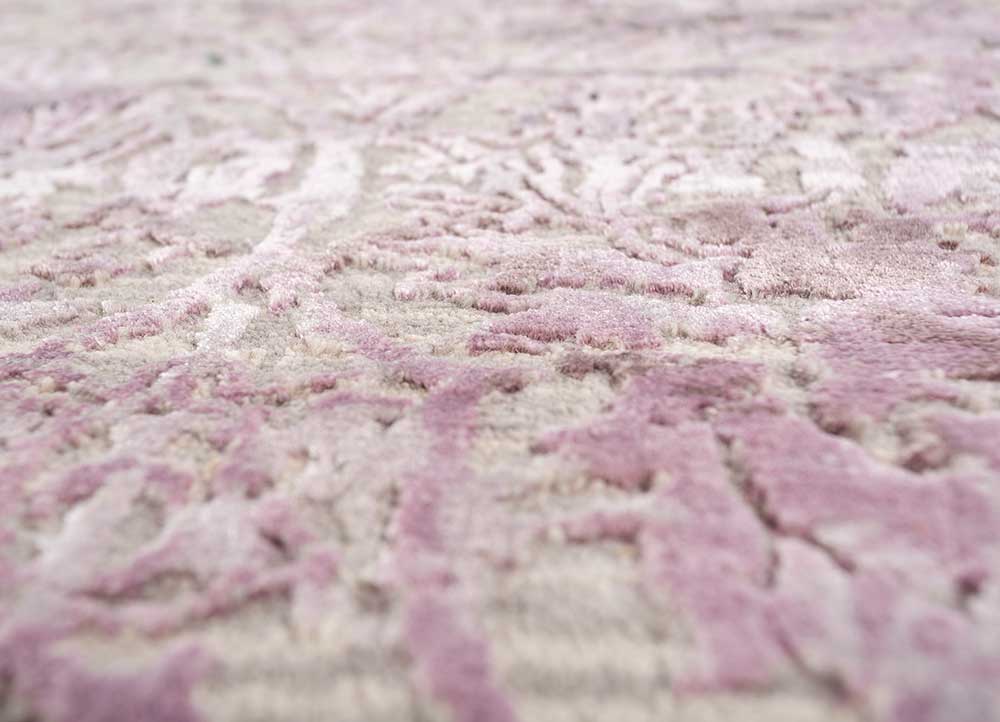 chaos theory by kavi ivory wool and bamboo silk Hand Knotted Rug - CloseUp