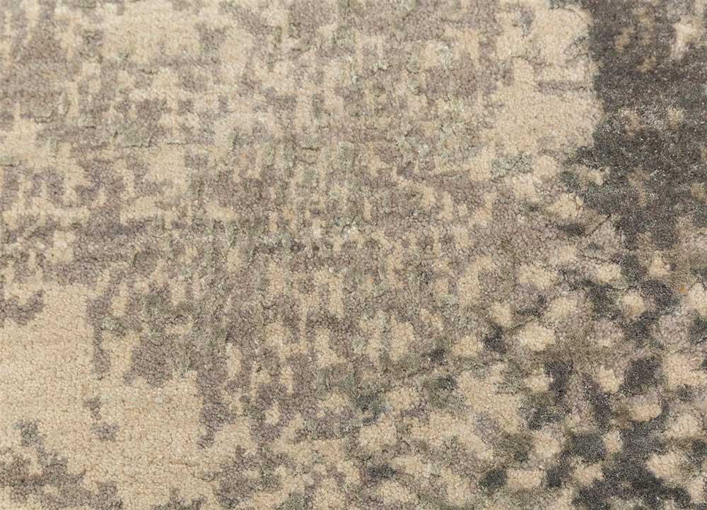 chaos theory by kavi grey and black wool and bamboo silk Hand Knotted Rug - CloseUp