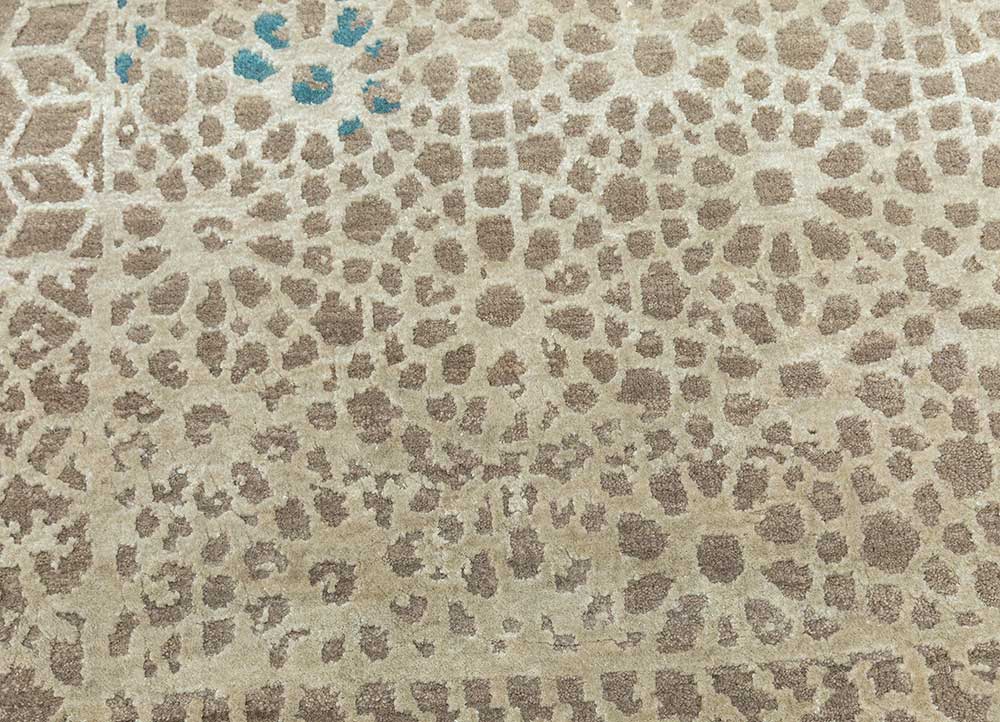 chaos theory by kavi blue wool and bamboo silk Hand Knotted Rug - CloseUp