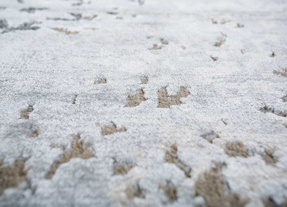 chaos theory by kavi beige and brown wool and bamboo silk Hand Knotted Rug - CloseUp