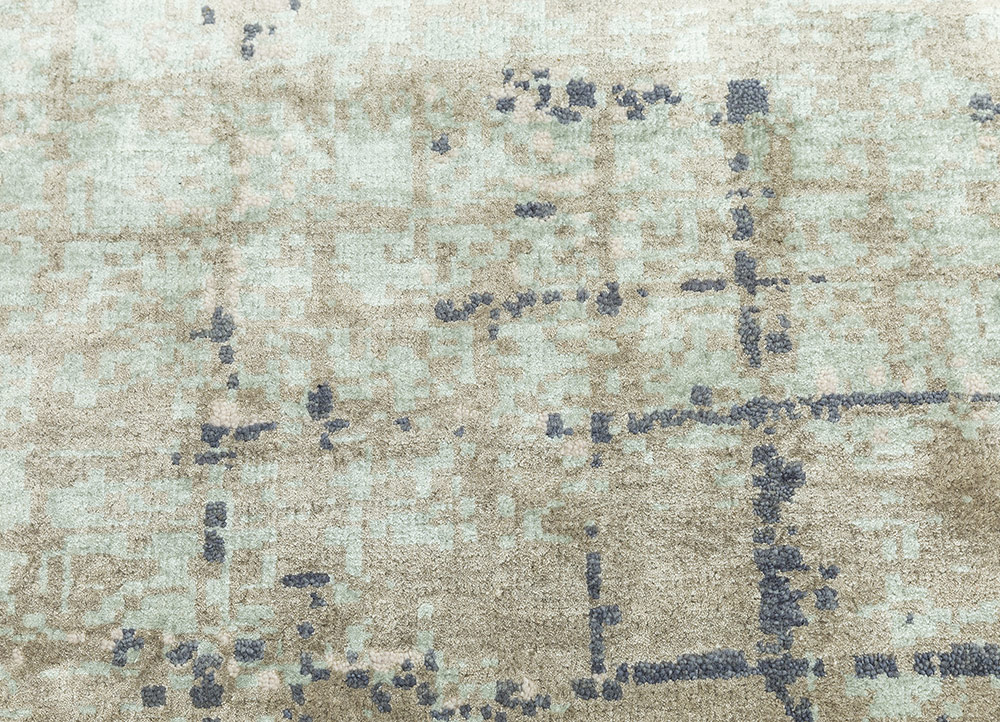 chaos theory by kavi ivory wool and bamboo silk Hand Knotted Rug - CloseUp