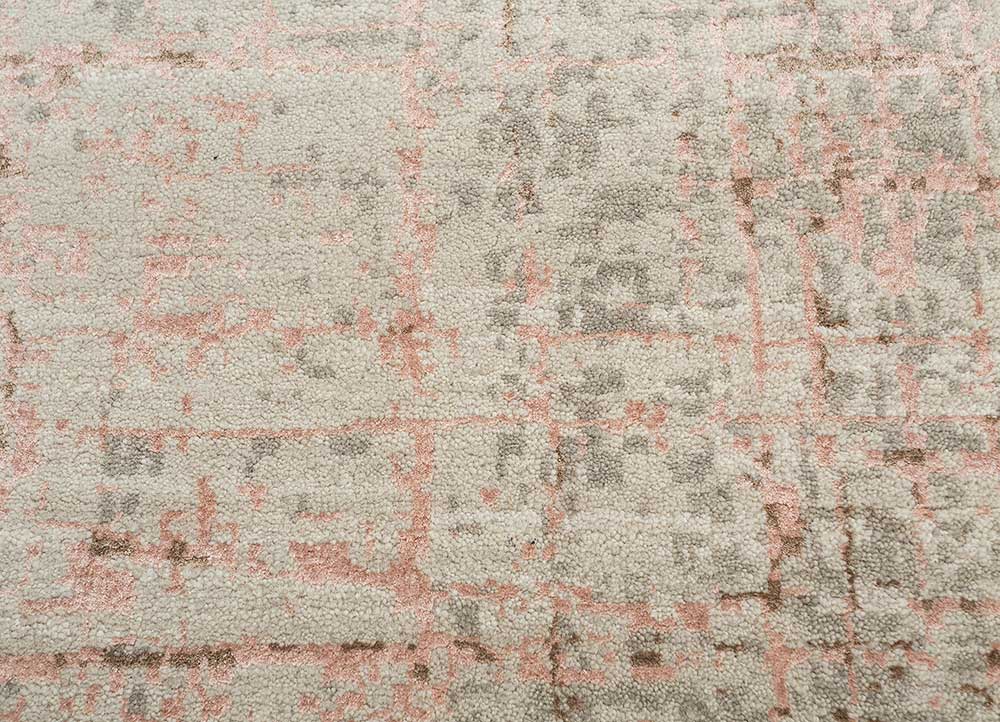 chaos theory by kavi beige and brown wool and bamboo silk Hand Knotted Rug - CloseUp