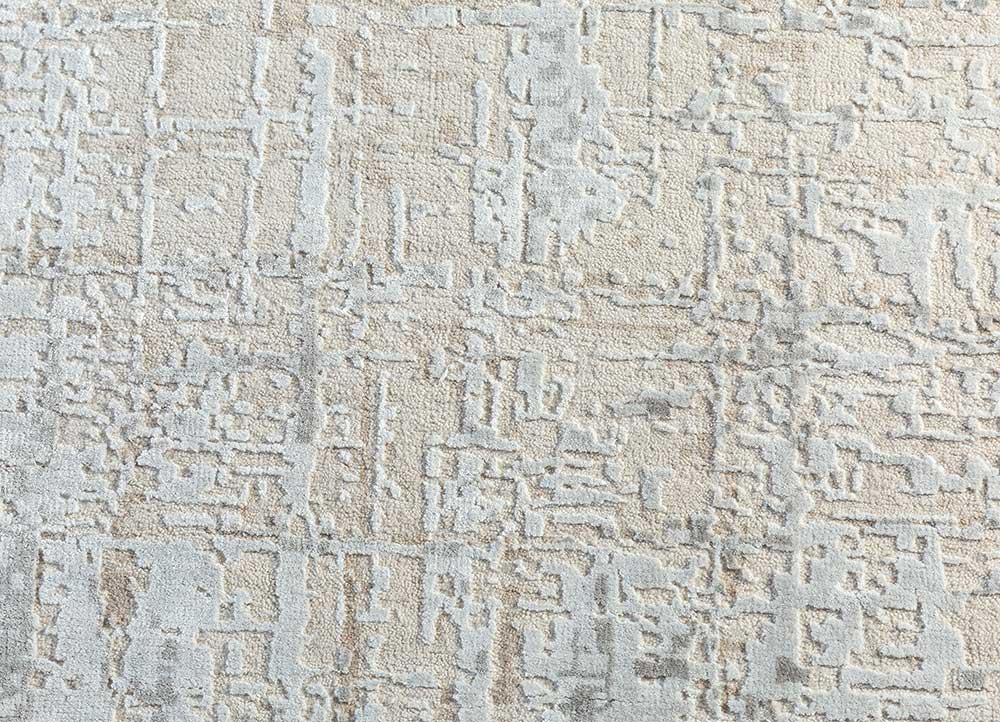 chaos theory by kavi ivory wool and bamboo silk Hand Knotted Rug - CloseUp