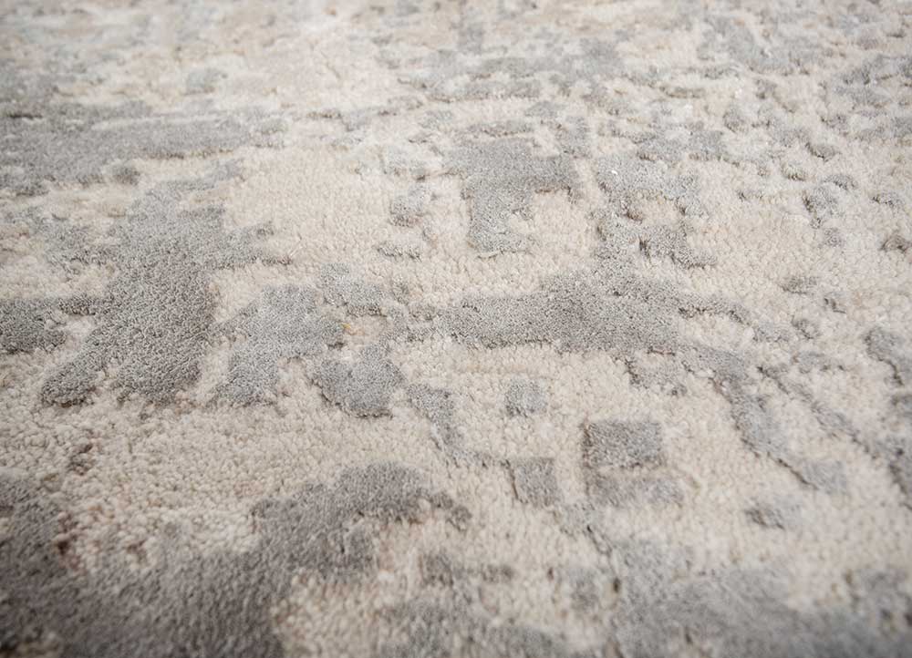 chaos theory by kavi ivory wool and bamboo silk Hand Knotted Rug - CloseUp