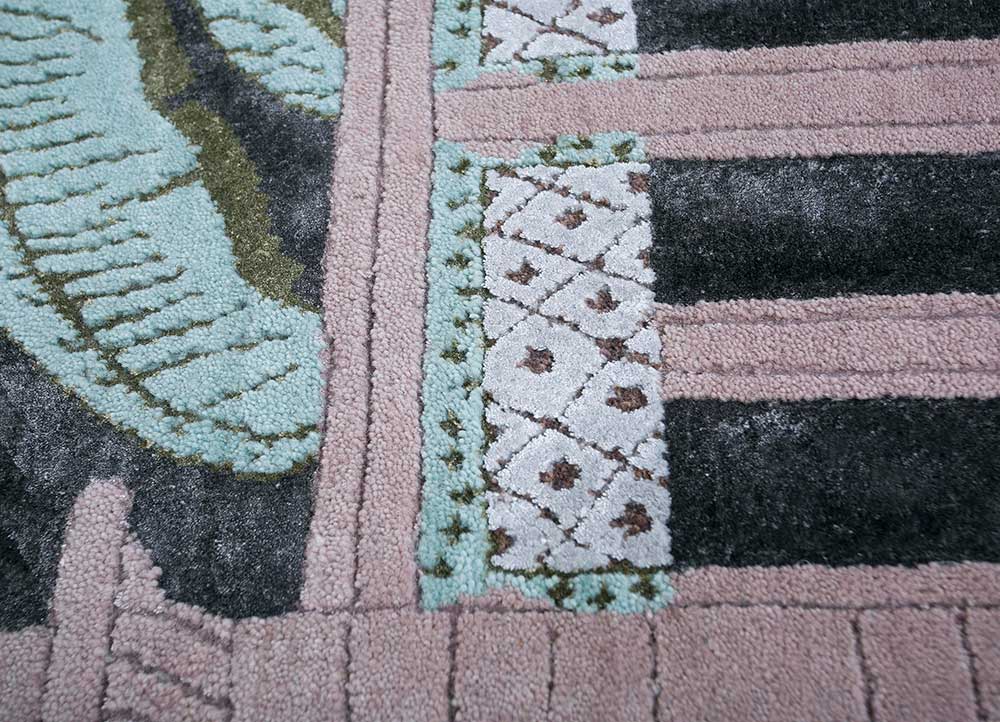 aprezo pink and purple wool and bamboo silk Hand Knotted Rug - CloseUp