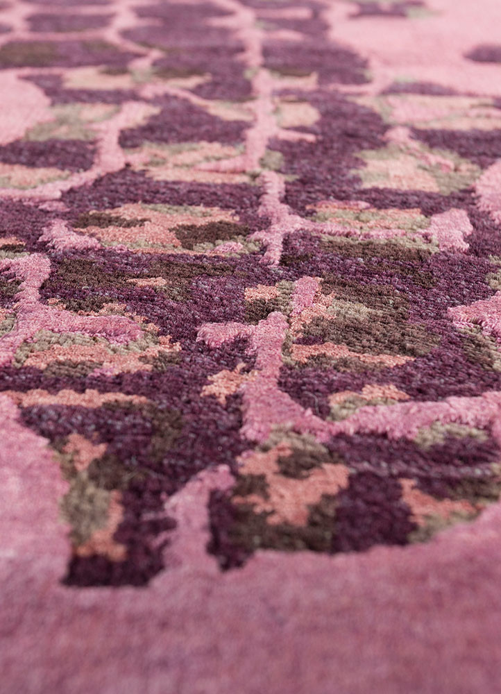 pansy pink and purple wool and bamboo silk Hand Knotted Rug - CloseUp pansy pink and purple wool and bamboo silk Hand Knotted Rug - CloseUp
