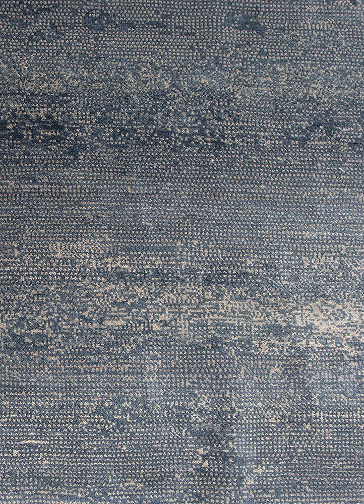 afterglow by kavi grey and black wool and bamboo silk Hand Knotted Rug - CloseUp