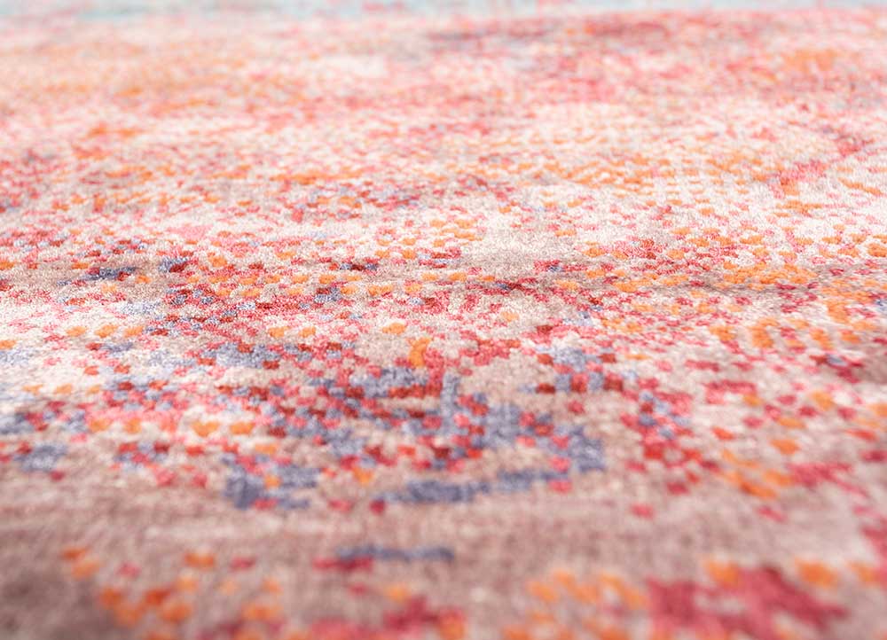 afterglow by kavi pink and purple wool and bamboo silk Hand Knotted Rug - CloseUp