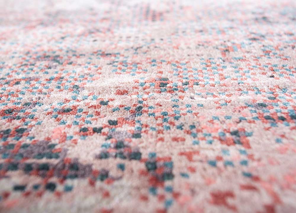 afterglow by kavi green wool and bamboo silk Hand Knotted Rug - CloseUp