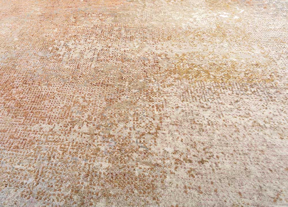 afterglow by kavi ivory wool and bamboo silk Hand Knotted Rug - CloseUp