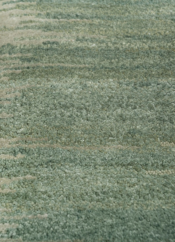 afterglow by kavi green wool and bamboo silk Hand Knotted Rug - CloseUp afterglow by kavi green wool and bamboo silk Hand Knotted Rug - CloseUp