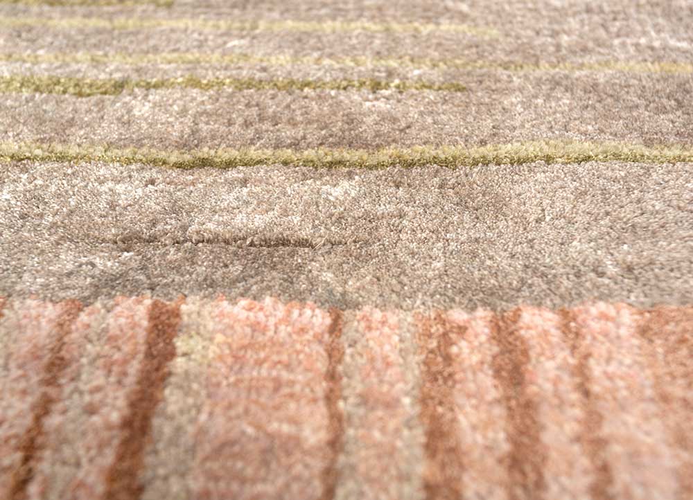 afterglow by kavi green wool and bamboo silk Hand Knotted Rug - CloseUp