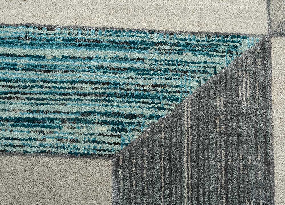 chaos theory by kavi grey and black wool and bamboo silk Hand Knotted Rug - CloseUp