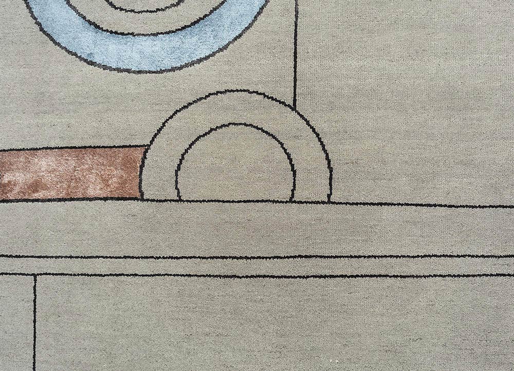 chaos theory by kavi grey and black wool and bamboo silk Hand Knotted Rug - CloseUp