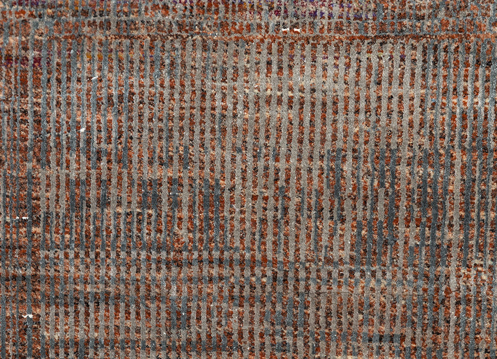 chaos theory by kavi beige and brown wool and bamboo silk Hand Knotted Rug - CloseUp