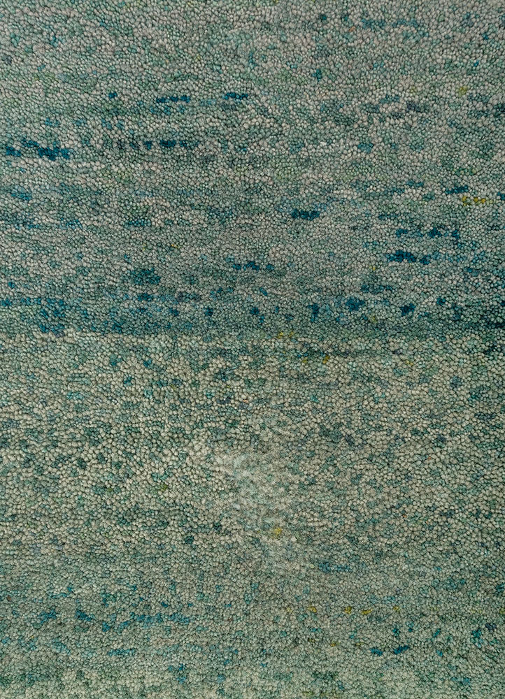 aprezo blue wool Hand Knotted Rug - CloseUp