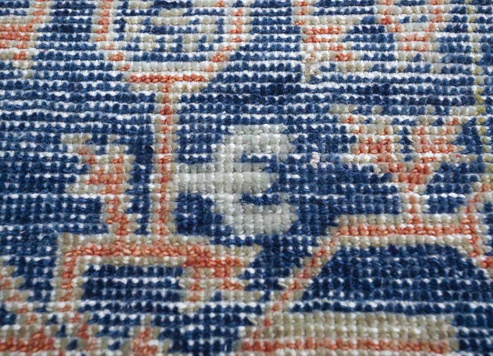 erbe blue wool Hand Knotted Rug - CloseUp erbe blue wool Hand Knotted Rug - CloseUp