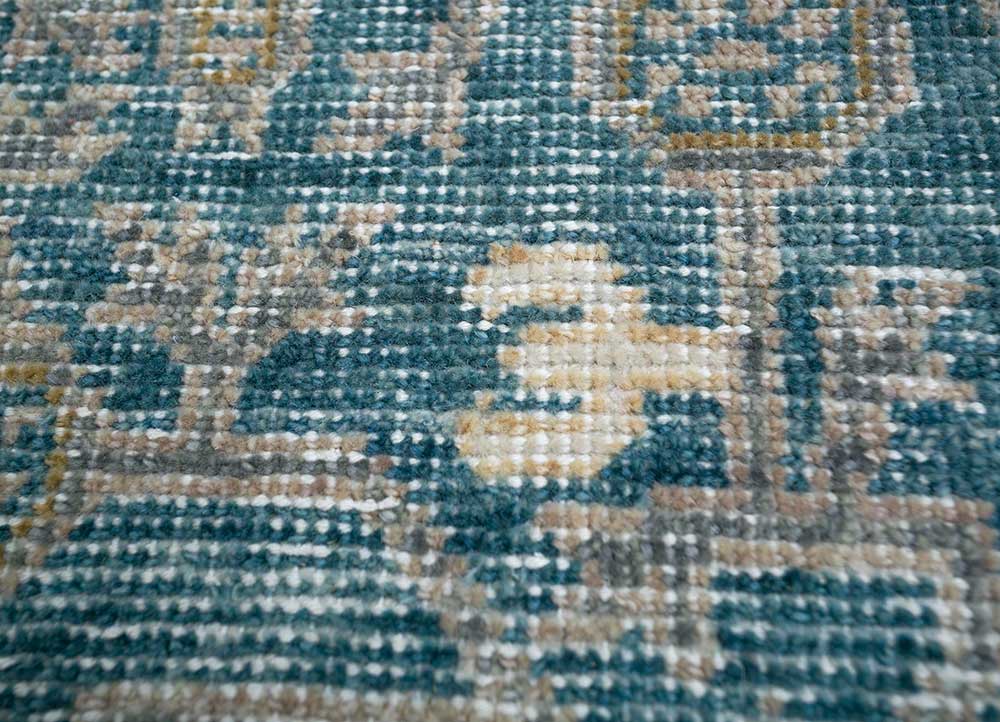 erbe blue wool Hand Knotted Rug - CloseUp